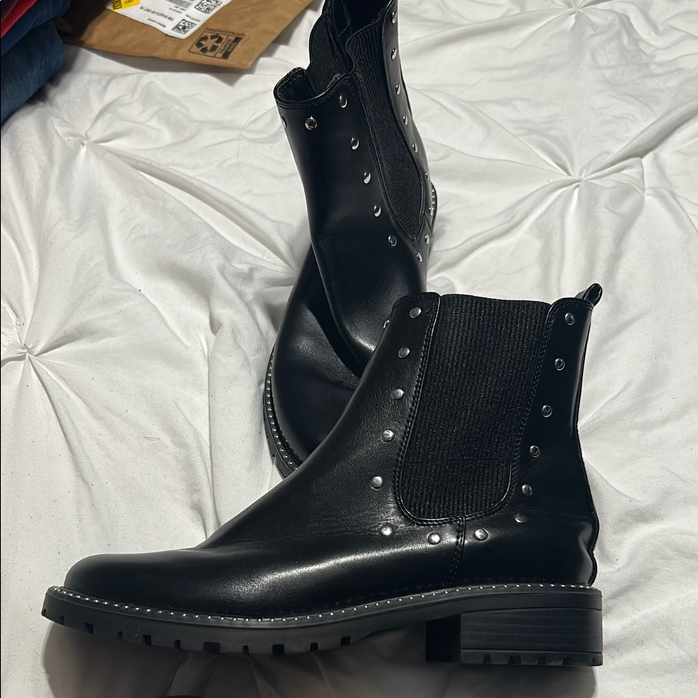 A New Day Black Ankle Boots with Chunky Sole